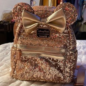 Loungefly Authentic Briar Rose Gold Sequin Backpack